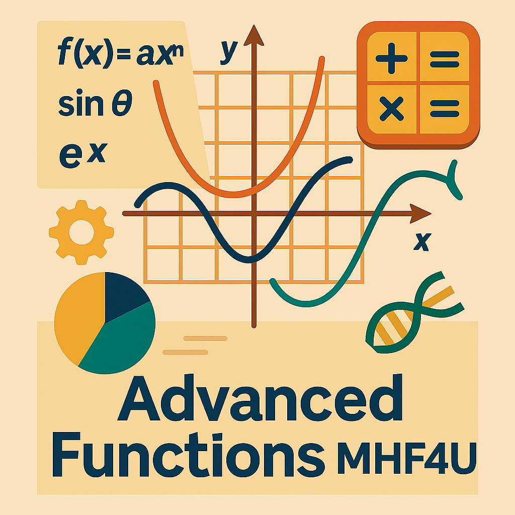 Advanced Functions MHF4U course banner – Grade 12 Ontario math – exponential, logarithmic, and polynomial functions – Global Math Institute