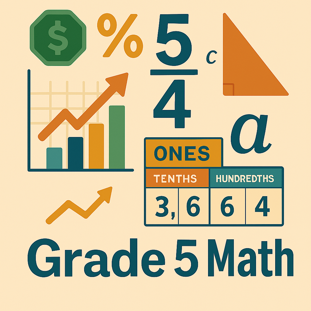 Grade 5 Math course – fractions, volume, multiplication, and geometry concepts – Global Math Institute